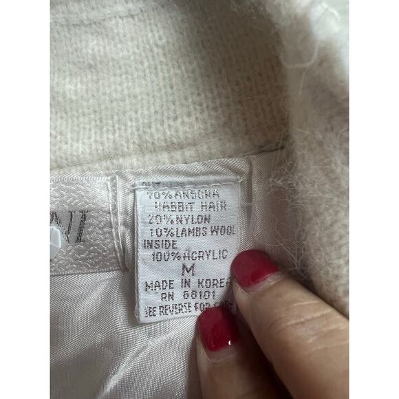 Beldini Vintage Angora Rabbit Hair Cardigan Beaded Lined Sweater Jacket Medium - Picture 5 of 12